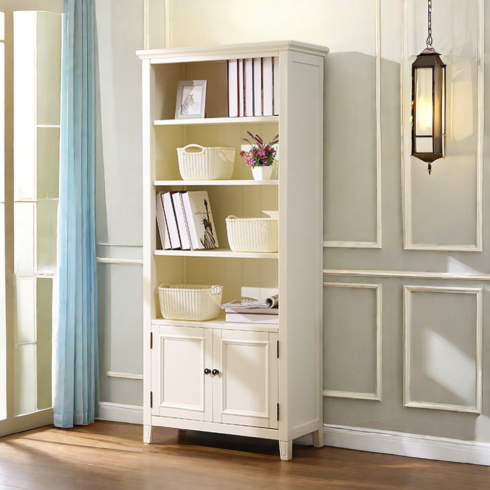 GINATOL Simple Creative White Solid Wood Bookcase Storage Bookcase ...