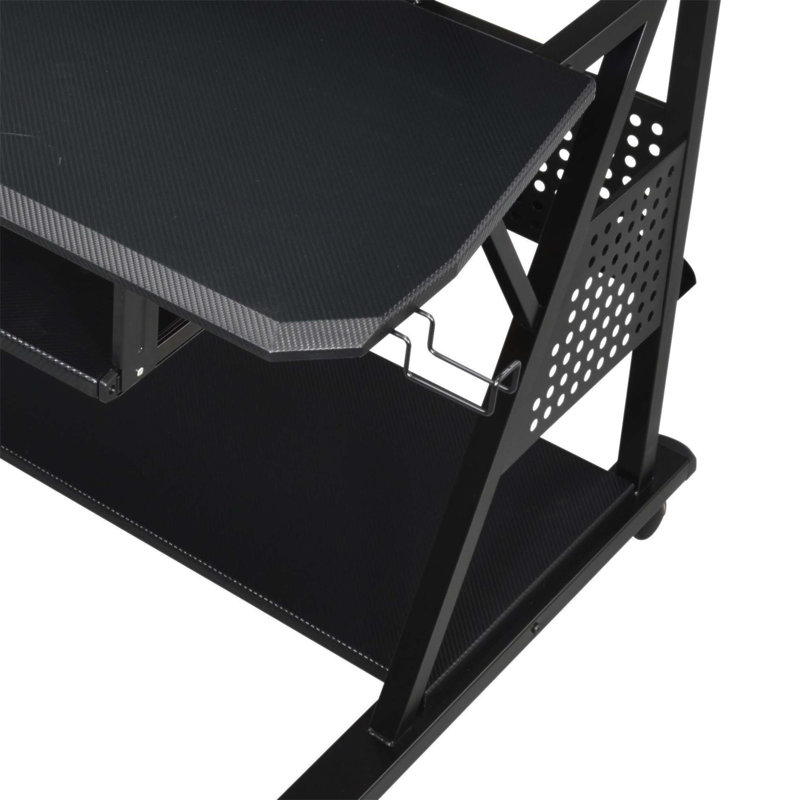 Bureau Willow Finish avec tablettes pour haut-parleurs intégrées et plateau à clavier