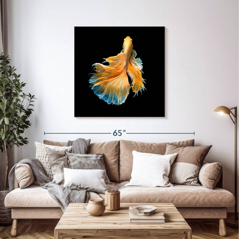 Brampt Yellow Fighter Fish Grandiose, 39" H x 39" W