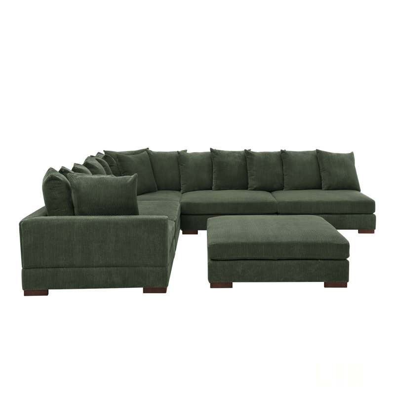 Large Seating Corduroy Modular Sleeper Sectional, Customizable And Comfortable For Modern Living Spaces
