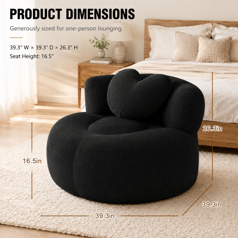 Méridienne surdimensionnée ronde sans dossier, siège profond en canapé moderne Corduroy, fauteuil demi-tonneau Compress Circle
