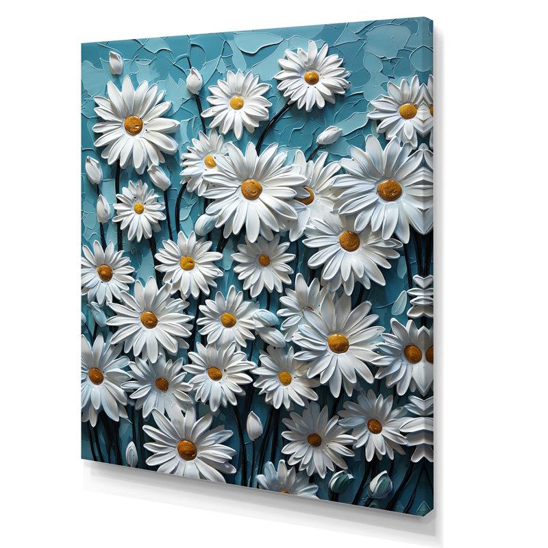 «White Daisy Meadow Elegance III», reproduction sur toile, H 32 po x l 16 po x P 1 po, Toile tendue