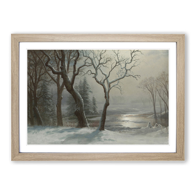 Winter in Yosemite by Albert Bierstadt - Picture Frame Painting, 27cm H x 36cm W x 2cm D, Oak Framed
