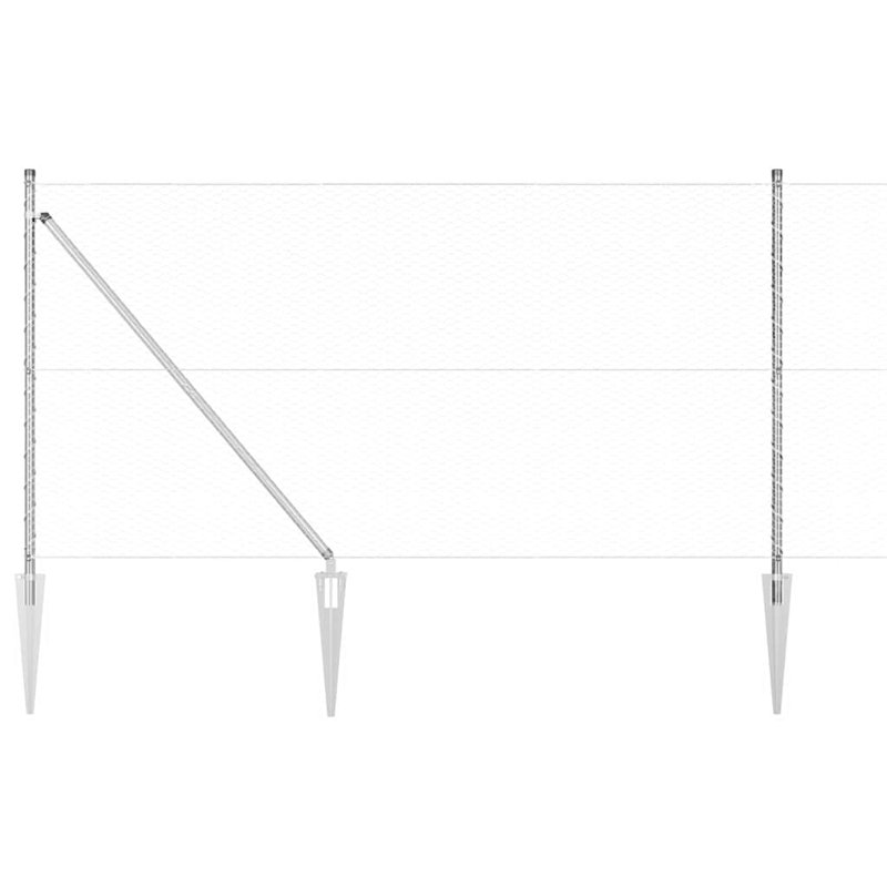 Vidaxl Fence With Posts PVC-Coated Steel, 100cm H x 2500cm W x 3.2cm D, Silver