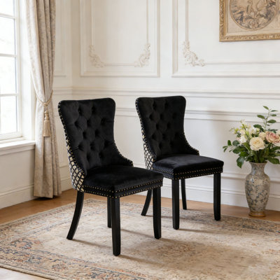 Chaises de salle à manger en velours classique