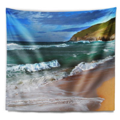 Paysage marin bleu mer avec tapisserie de vagues chaudes