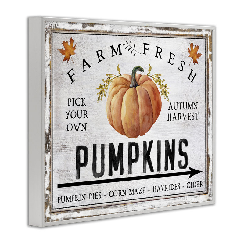 «Farm Fresh Pumpkin», art mural sur toile par Creatif Belle, Giclée encadrée blanc bord de mer, H 11 po x l 14 po