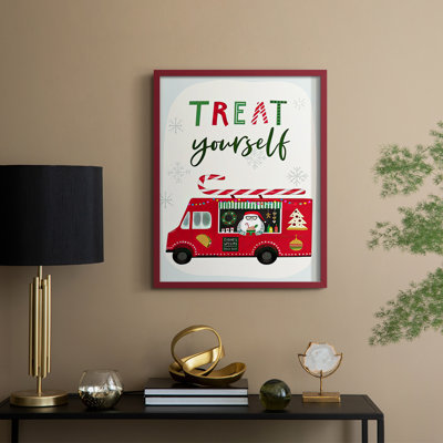 «Santa's Foodtruck Collection B», reproduction encadrée - bois massif