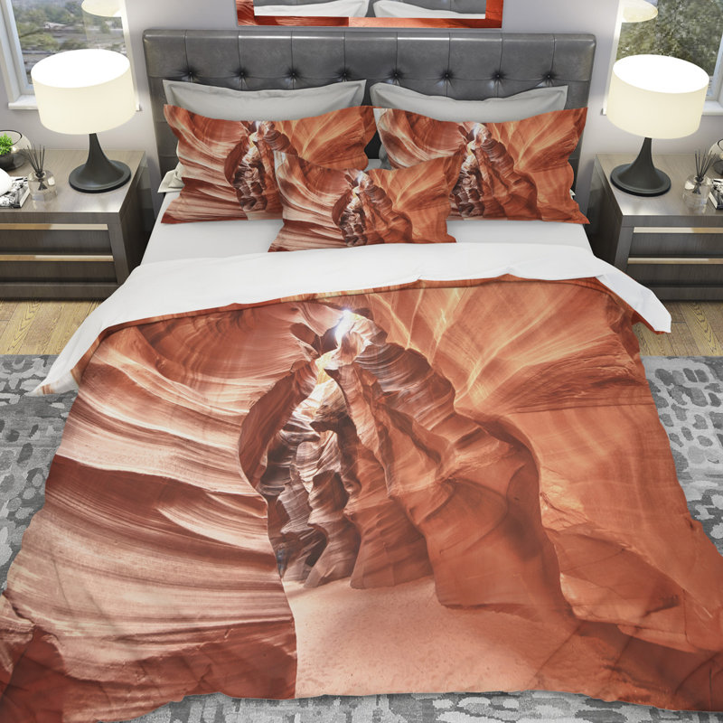 Ensemble de housse de couette designart antilope canyon high structures, Housse de couette grand + 2 taies décoratives