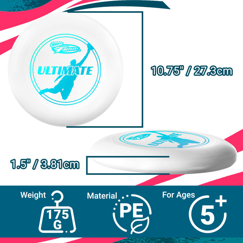 Disque volant Wham-O Frisbee officiel ultime 175g, 10,75 pouces, formation professionnelle, paquet de 2