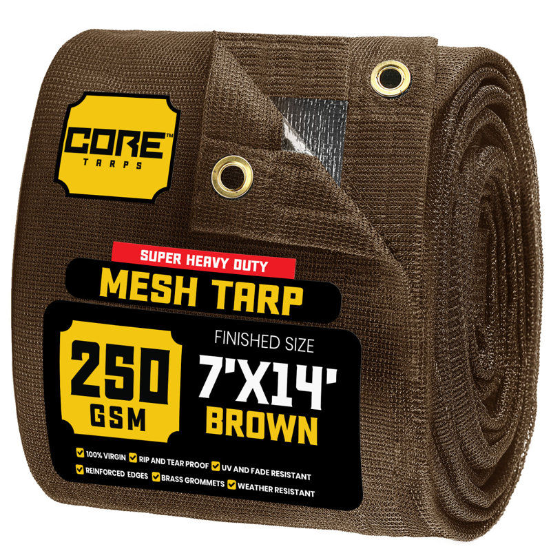 7 pi x 14 pi 250 g / m² 7,5 oz bâche robuste, résistant aux rayons UV, Brun, 7 ft. x 14 ft.