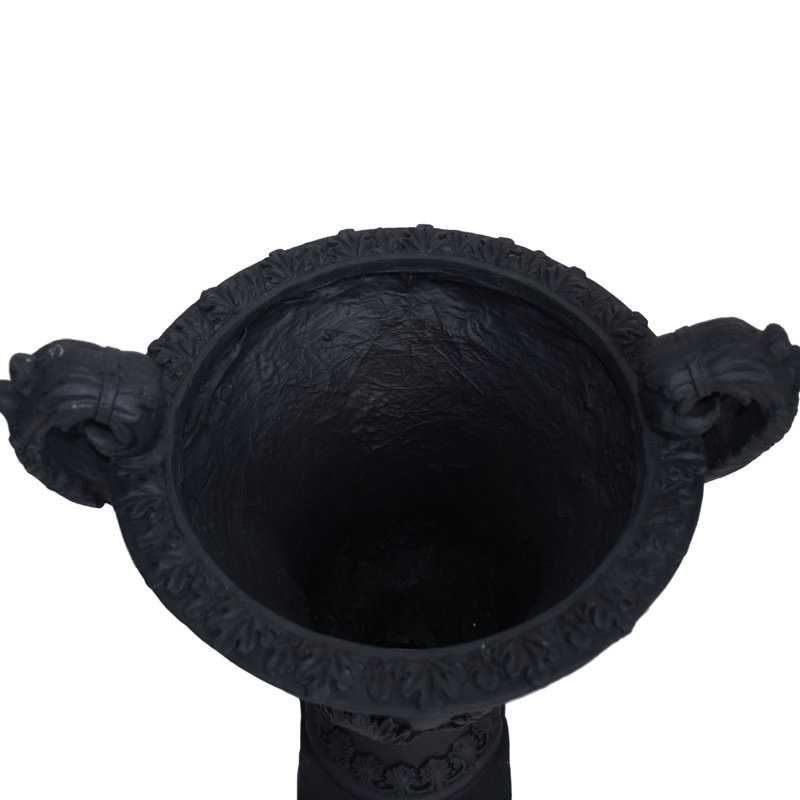 Black Magnesium Oxide Urn Plant Holder, Ideal For Different Plants, 19.44 In. High X 10.96 Wide 15.5 Deep, Weather & Water , For Indoor Outdoor, No Assembly Flower Container, Suited All 19.44" H