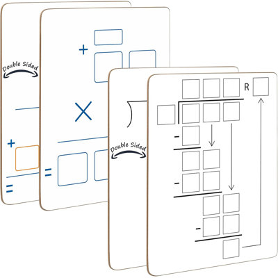 Tableau blanc de pratique à double face effaçable à sec 9 "x12" avec multiplication 2 x 1 et 2 x 2 