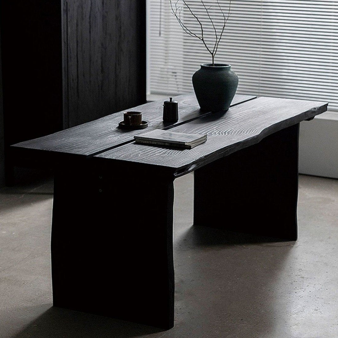 East Urban Home Retro Black Rectangular Solid Wood Dining Table ...