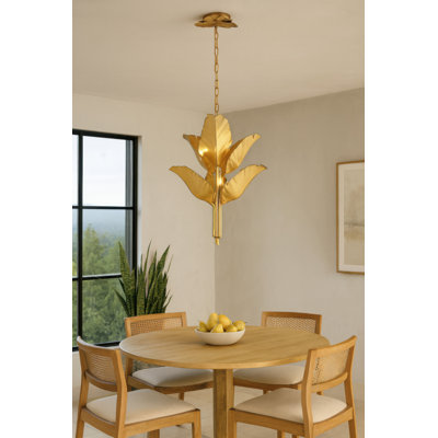 Banana Leaf 6-Light Chandelier - Gold/Dark Edging