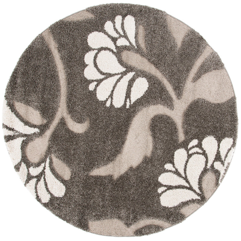 Chanhassen Shag Performance Floral Rug, Round 6'7"