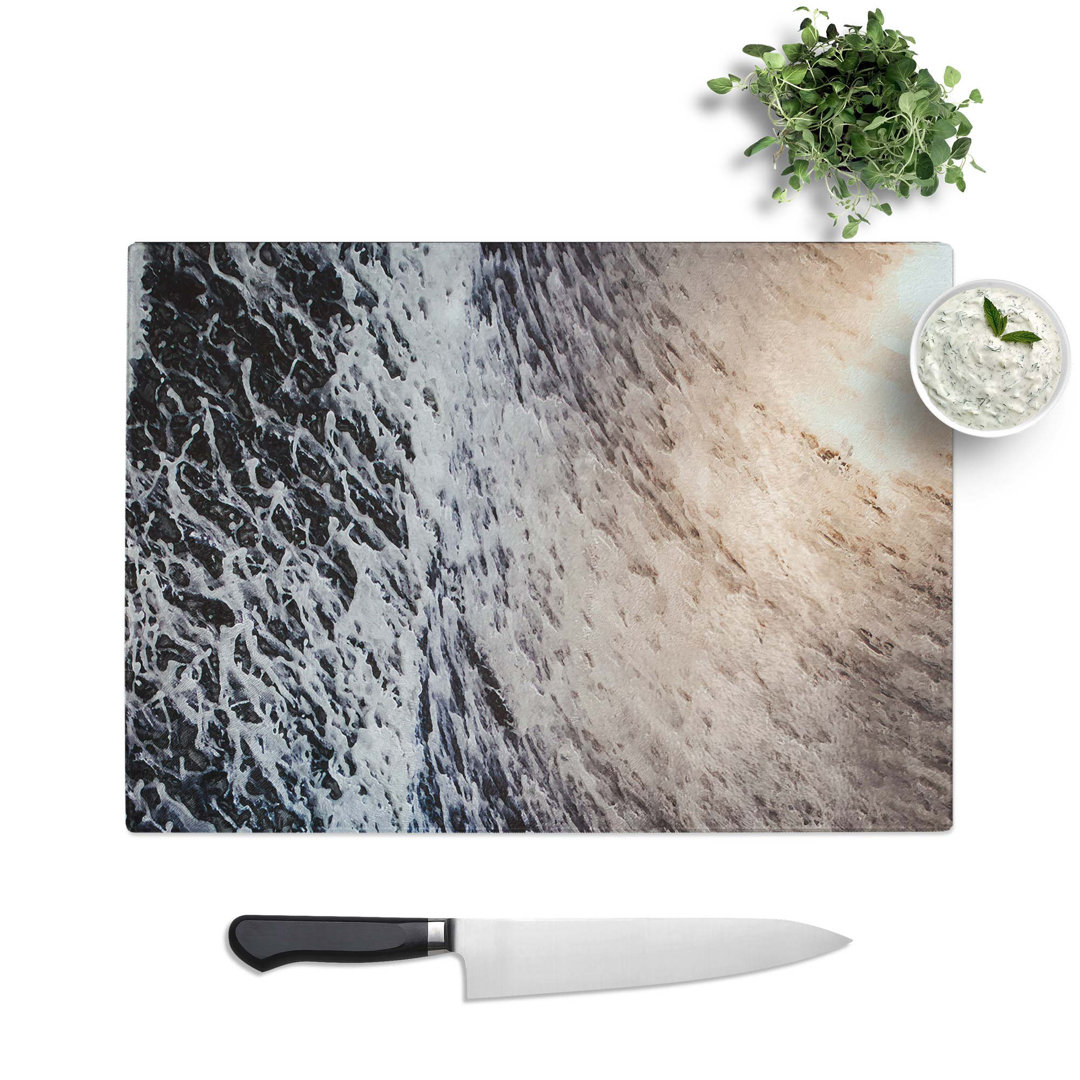 Tempered Glass Wave Curves in Abstract Chopping Board