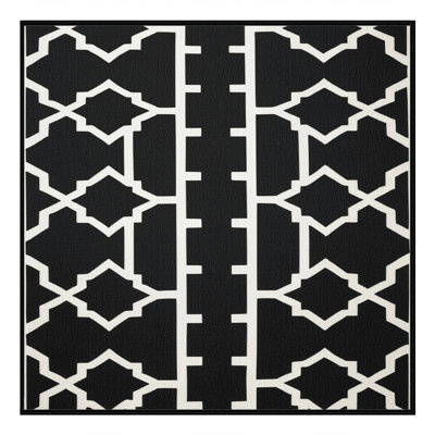 Machine Washable Trellis Black Area Rug