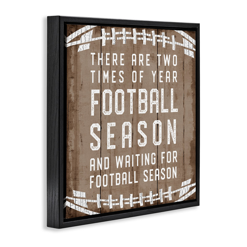 Temps de l'année saison de football, H 18 po x l 18 po, Cadre flottant noir de jais