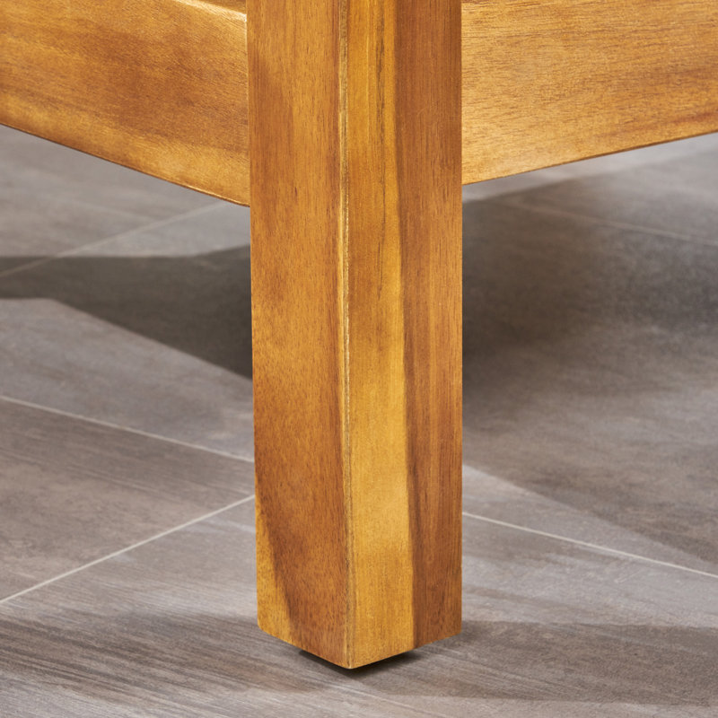 Fauteuil d'extérieur avec coussins Damico, Structure teck / coussins bleu