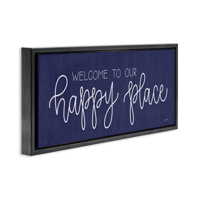 «Welcome Happy Place», art mural encadré flottant par imperfect Dust