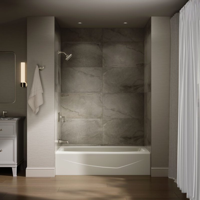 Villager 60" x 30" Alcove Soaking Cast Iron Bathtub, Biscuit, Left