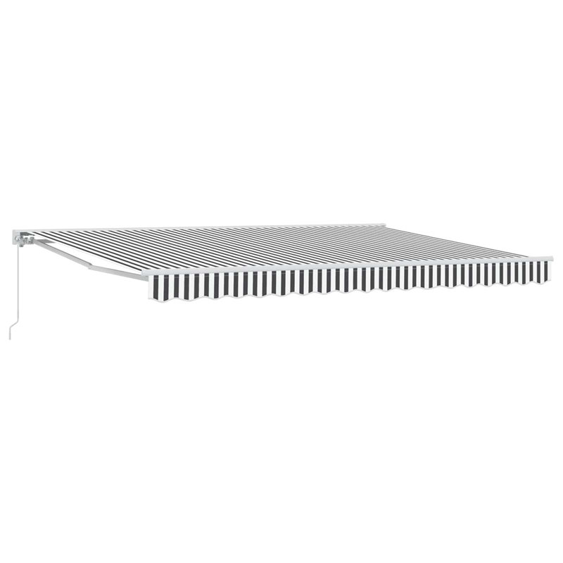 VidaXL Polyester Cover Retractable Patio Awning, 500cm W x 350cm D, White/Anthracite/White