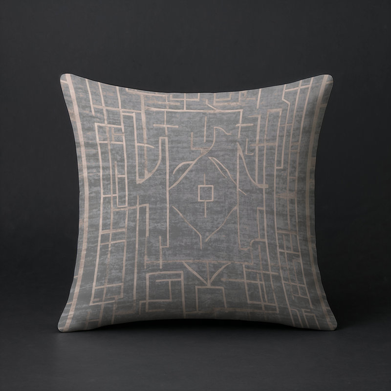 Coussin décoratif intérieur et extérieur Modern, Gris abstrait 96, Carré 18 po