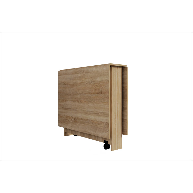 Table de salle à manger pliante polyvalente avec 2 roulettes et 2 supports de rangement, table de salle à manger peu encombrante, table de cuisine pliante