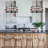 4-Light Industrial Open Cage Drum Chandelier