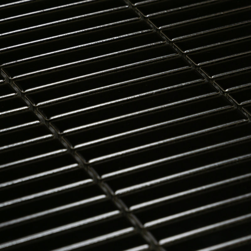 Shades Black .5" x 4" Stacked/Fluted Mosaic Tile