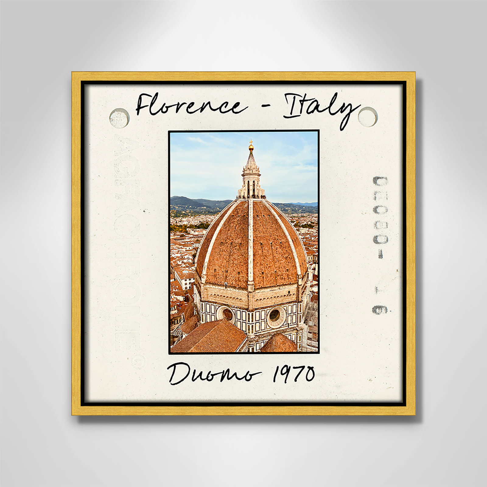 Florence Italy - Duomo Print by Susan Jill, 13.5" H x 13.5" W x 2" D, Gold Floater Framed Canvas
