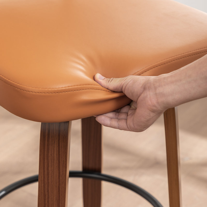 Swivel Upholstered Counter Stool, Counter Stool (67cm Seat Height), Orange