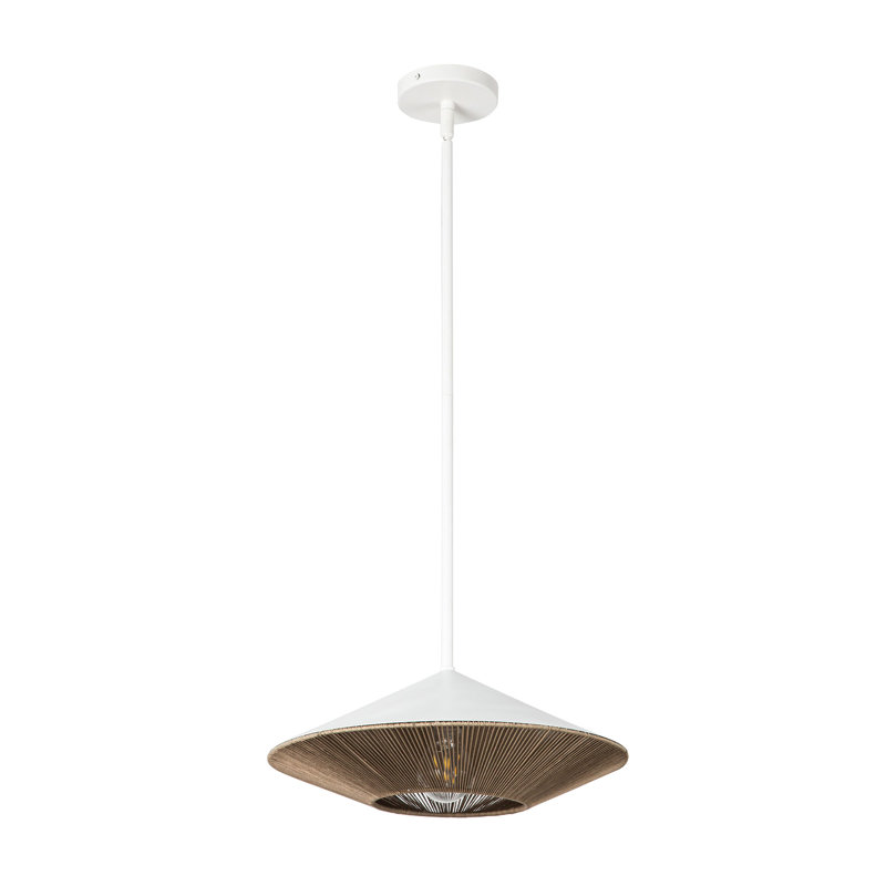 White Adjustable Steel Pendant Light with Black Shade