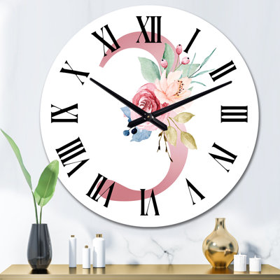 Floral Art Design With Number Three II - Traditional Wall Clock