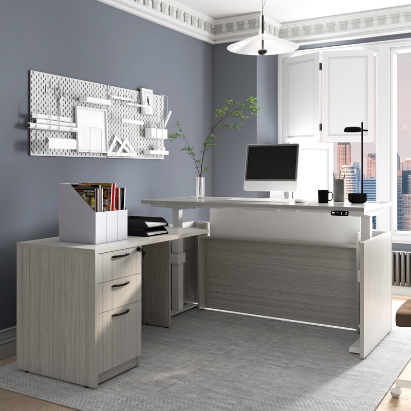 Height Adjustable L-Shaped Standing Desk