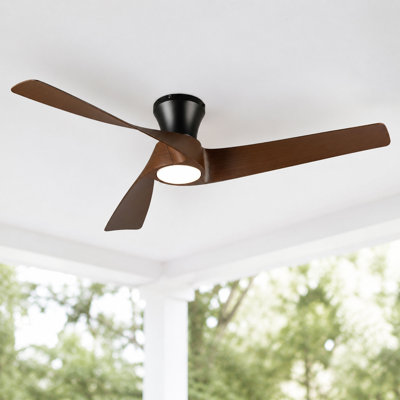 52" Flush Mount Ceiling Fan with LED Light Walnut