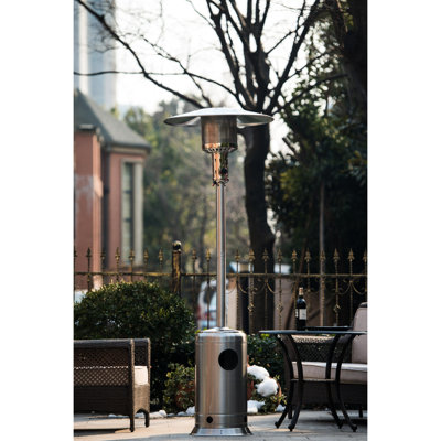 Chauffe-terrasse d'extérieur au propane de 47 000 pi, 88 po au gaz debout avec roues portatives, brûleur en acier inoxydable, pour restaurant - conception de couleur noire