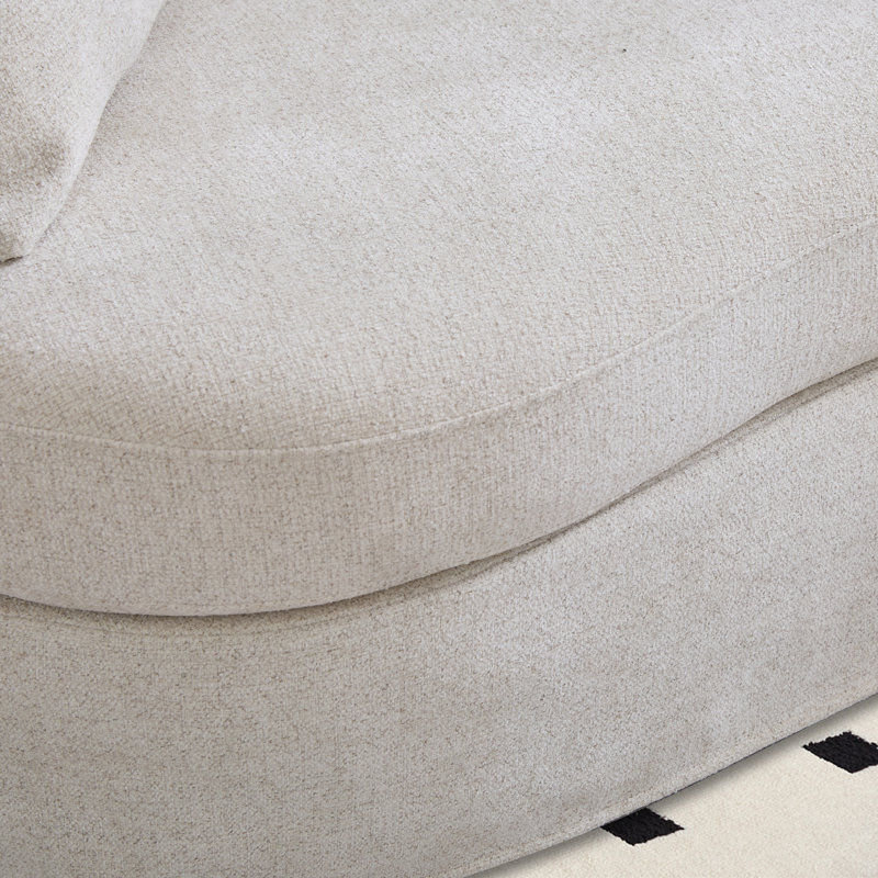 73.8" W Modern Upholstered Curved Sofa With Pillows, Beige