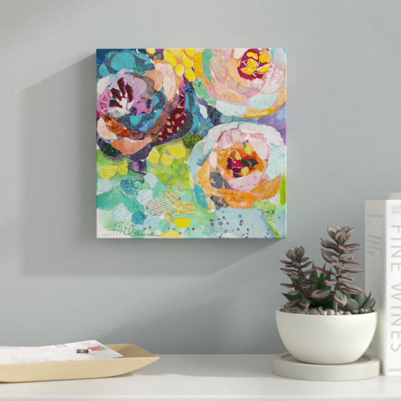 «Bold Blooms I», peinture sur toile, H 12 po x l 12 po, Toile tendue