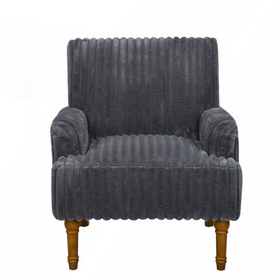 Modern Dark Gray Accent Chair with 2 Inch Wide Wale Corduroy