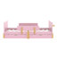 Twin Size Platform Bed with Storage Drawers, Solid Wood Beds Frame with Bed Guardrail, Small Shelf, and Hooks, No Box Spring Needed, Pink-1917016189-1917016176