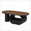 Table basse ovale en métal noir pour le salon, rangement peu encombrant et amp; Assemblage facile