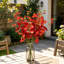 Ensemble de 6 paquets d'eucalyptus artificiels rouges, 20 "de longues tiges de fleurs artificielles rouges pour la décoration de bureau à domicile, couleur d'automne rustique rétro