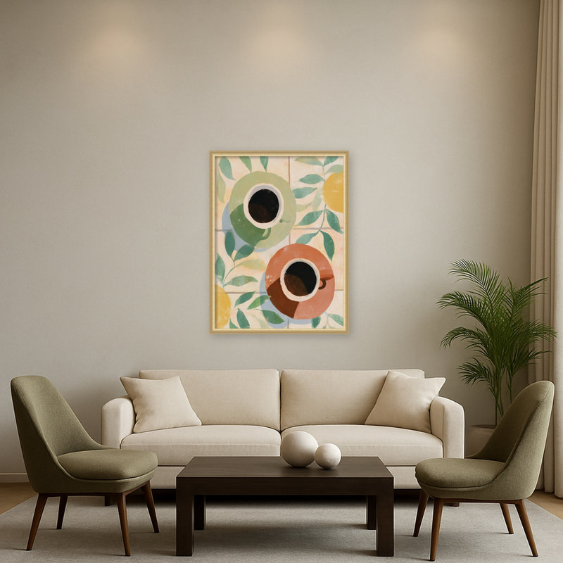 «Coffee Time No. 05» par Treechild, reproduction d'art sur toile encadrée, Or de Florence