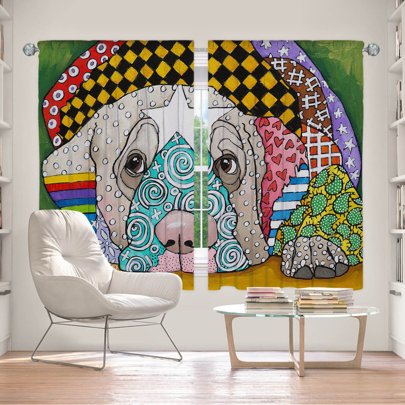 Ensemble de 2 rideaux doublÃ©s pour fenÃªtre de 203 cm x 155 cm par Marley Ungaro - Labrador jaune triste, L 40 po x L 52 po