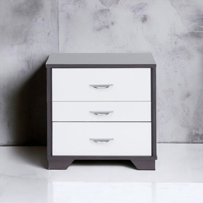 White & Black Accent Table With 3 Drawers, Modern Design, 18.09 Lb Weight, Wood And Contemporary Material, 40lbs Weight Limit On Top