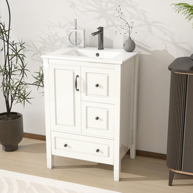Meuble-lavabo 24 po avec lavabo, Blanc