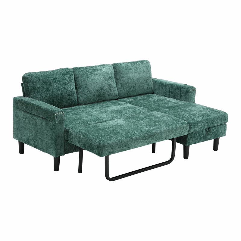 Canapé-lit modulaire réversible Munos, Chenille verte