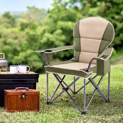 Oversized Portable Outdoor Folding Camping Chair, Heavy Duty Lawn and Beach Chair with Cup Holder and Storage Bag